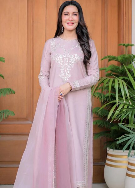 Sahane Pret Embroidered Raw Silk 3 Piece Suit ME 24005 Pelin