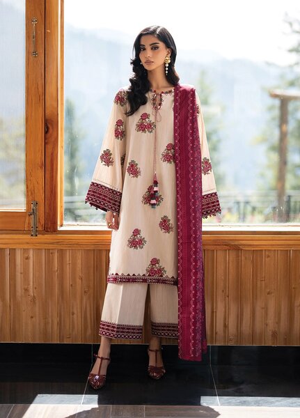 Extended Stay by Xenia Formals Unstitched Embroidered Khaddar 3 Piece Suit XE26UES 04-Dahlia - Winter Collection