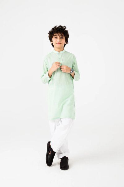Boys Pistachio Green Cotton Kurta
