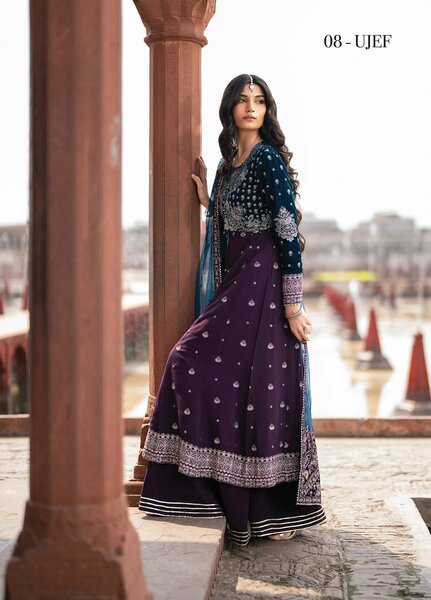 Mor by Xenia Formals Unstitched Embroidered Rawsilk 3 Piece Suit XE26UMV 08 UJEF - Festive Collection