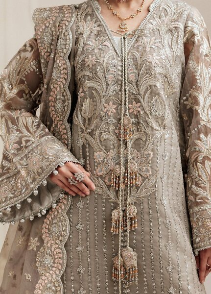 Aik Shaam by AIK Atelier Unstitched Organza Embroidered 3 Piece Suit AIK26US D-02 - Wedding Collection