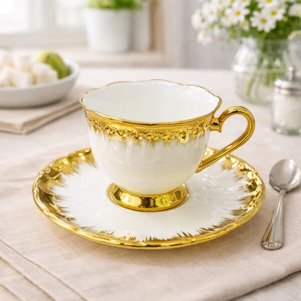 Luxury Gold Rim Tea Set Saucer Set