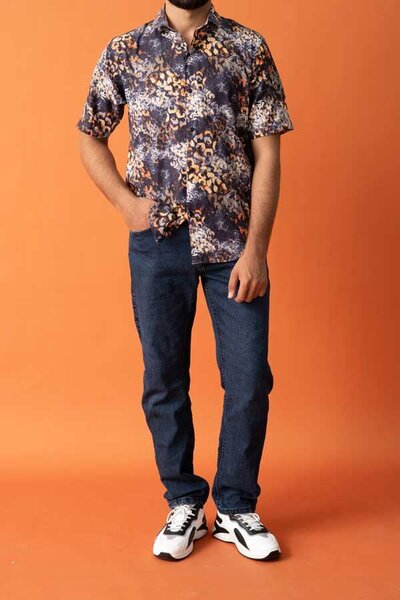 Gravity Men's Floral Short Sleeve Casual Shirt