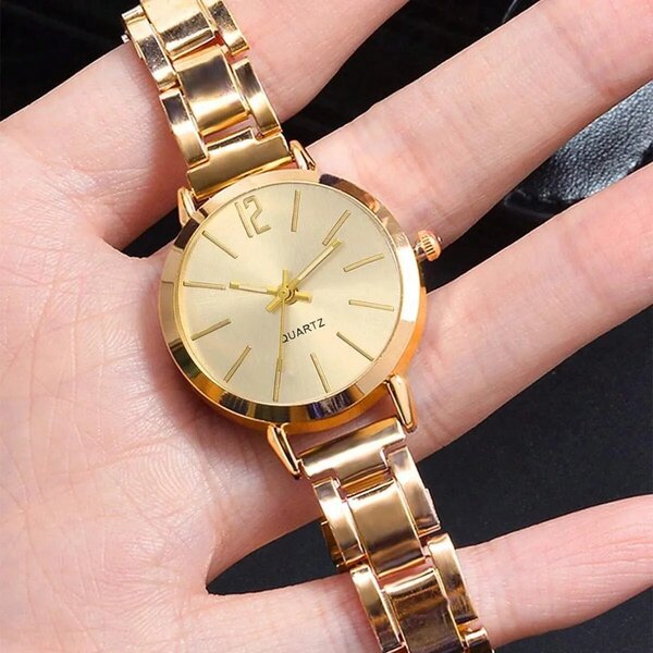 Shein - 1pc Roman Graduated Steel Strap Women's Watch - Gold