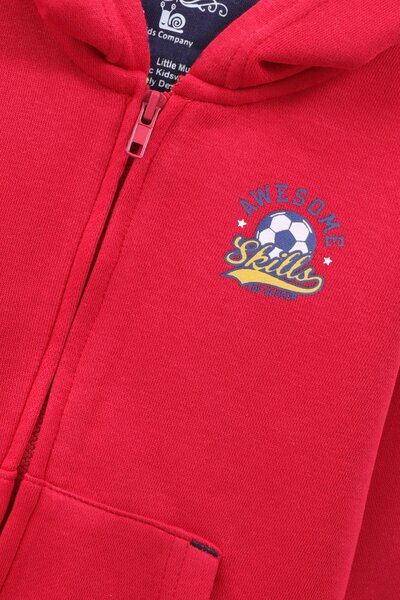 Boys Vibrant Red Fleece Hoodie