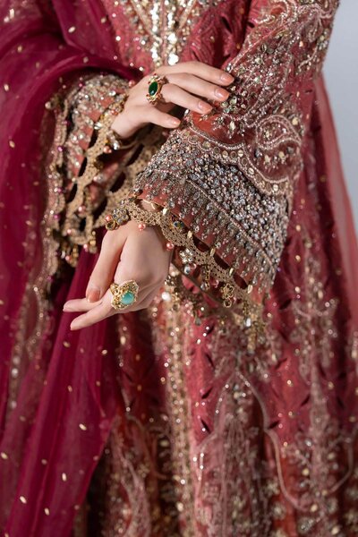 Mbroidered by Maria B Unstitched Embroidered Organza 3 Piece Suit MB26UMW D8 - Wedding Collection