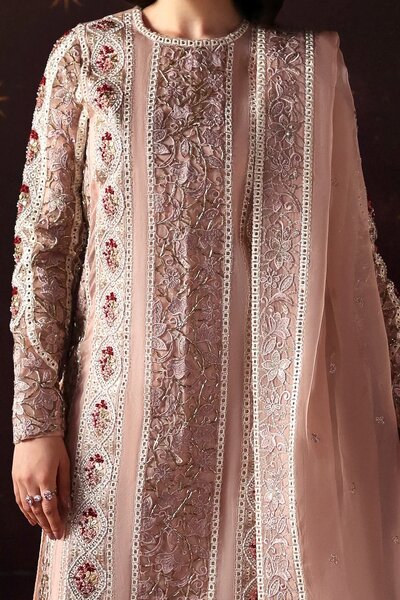 La Fuchsia by Afrozeh Unstitched Hand work Organza 3 Piece Suit AF26ULF Hermit FWU-0072 - Wedding Collection