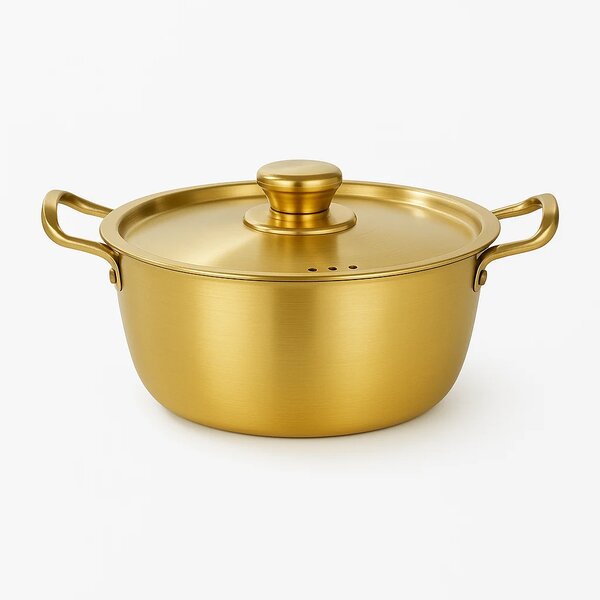 Golden Pot with Lid – Plain Finish | 18 cm / 20 cm / 22 cm