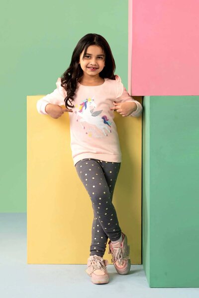Kiki & Koko Girl's Unicorn Printed Fleece Sweat Shirt