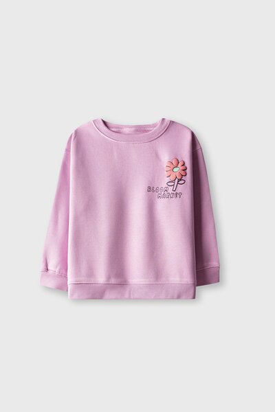 Girls Purple Petal Oversized Sweatshirt