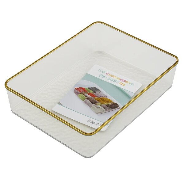 Remikim Golden Storage Box – Elegant Clear Organizer with Gold Rim (Small, Medium or Large – Single Piece)
