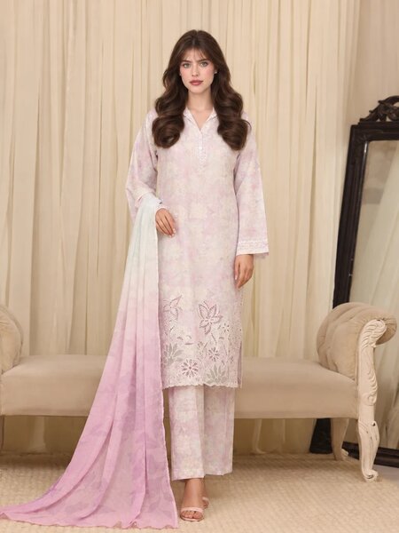 Majestic by HZ Textiles RTW Embroidered Raw Silk 3 Piece Suit HZ26RSM Wisteria XRPE-3P-004 - Casual Collection