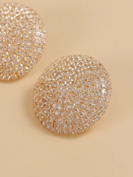 Shein - Rhinestone Decor Round Stud Earrings