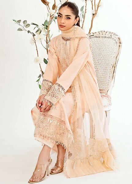 Zoella By Neeshay Embroidered Lawn Suit Unstitched 3 Piece NSH24Z Zephyr - Summer Collection