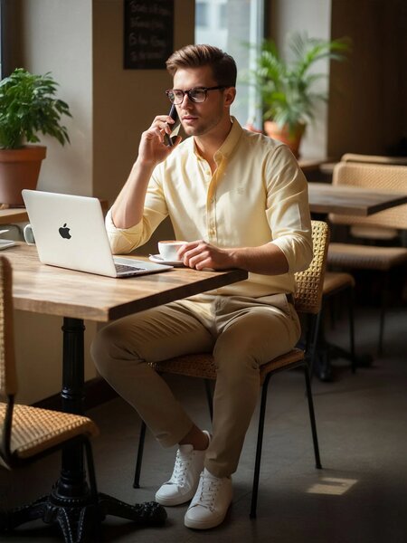 Lemon Self Button Down Casual Shirt (CSB-271)