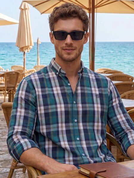 Multi Check Button Down Casual Shirt (CSC-446)