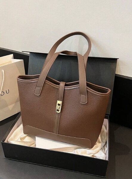 Shein - Elegant Style Plain Large Capacity Shoulder Tote Bag