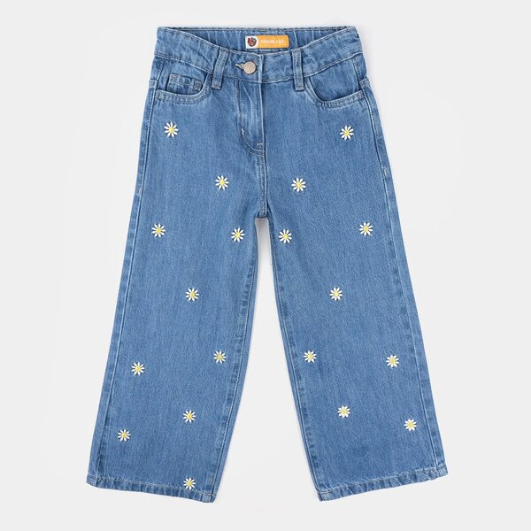 Girls Denim Viscose Pants (Lily) - Mid Blue