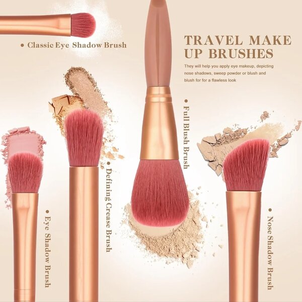 The Original - Shein 5 Pcs Portable Makeup Brushes With Mirror Travel  Set Deep Red