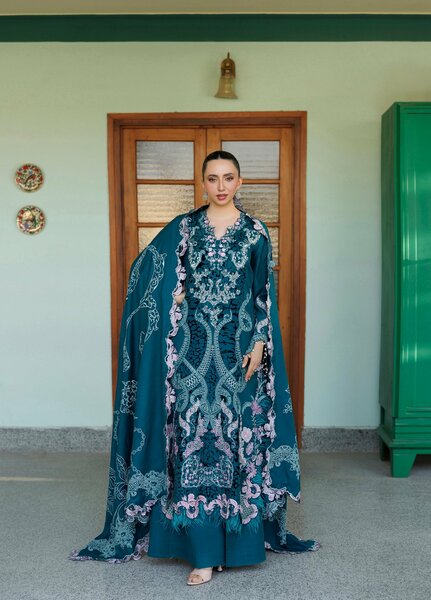 Plush Luxury by Asifa and Nabeel Unstitched Embroidered Pashmina 3 Piece Suit Secret Garden WLXU-03 - Festive Collection