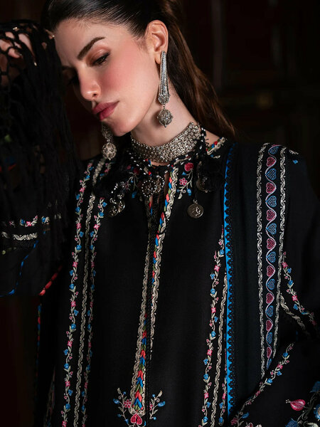 Dulzura by Bin Ilyas Unstitched Embroidered Leather Peach 3 Piece Suit BI26UPD 1021A - Leather Collection