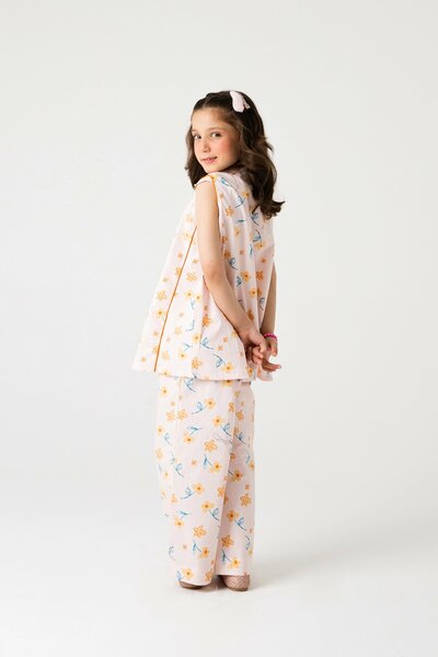 Girls Coral Whisper Cotton Co-ord Set