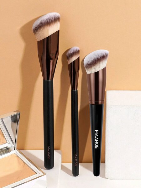 Shein - MAANGE 3pcs Makeup Brush Set, Including Foundation Brush, Concealer Brush, Highlighter Brush, Eyeshadow Brush And Other Cosmetic Tools