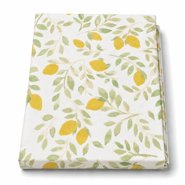 Yellow Lemon Cotton Double Bed Sheet 96x102 Inches – Botanical Printed Bedding