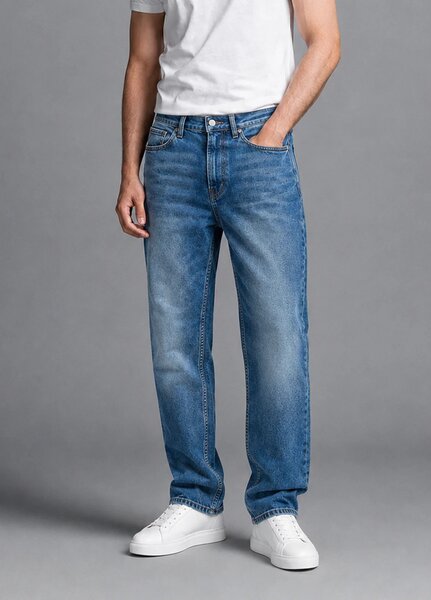 J.F Denim Mens RTW Solids Denim Pants ST-4 Blue - Casual Collection