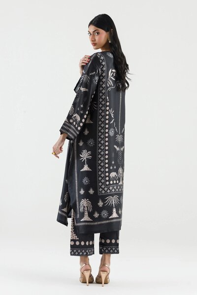Stitched Printed Satin Shirt+ Culotte