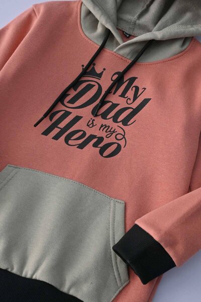 Kid's My Dad Is My Hero Printed Pullover Hoodie