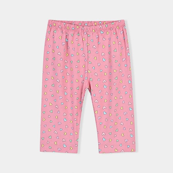 Infant Girls Linen Viscose Nightwear-Multi Hearts-Pink