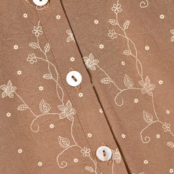 Girls Poly Cotton Casual Top Tiny Floral - Brown