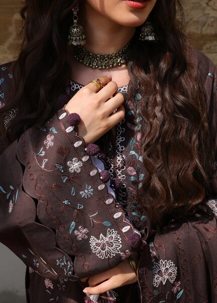 Cross Stitch Unstitched Embroidered Marina 3 Piece Suit CS26UW Deep Walnut - Winter Collection