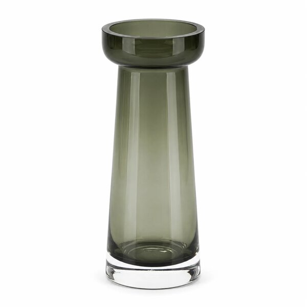 Grey Colored Glass Vase – Modern Cylinder Decorative Vase Medium