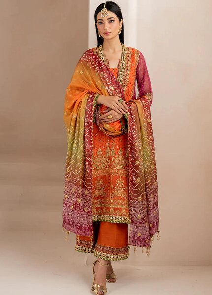 Baroque Embroidered Unstitched Chiffon 3 Piece Suits BQ25UF UF-706 - Festive Collection