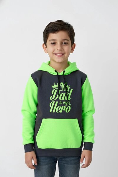Kid's My Dad Is My Hero Printed Pullover Hoodie