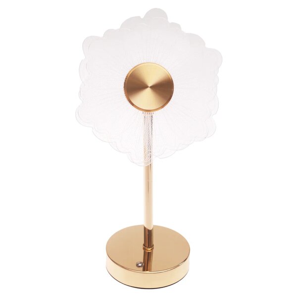 Console Piece Small Gold Decorative Accent Lamp – Floral Modern Table Décor, 14 Inch Height