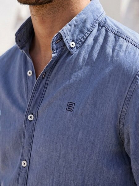 Blue Button Down Denim Casual Shirt (CSD-041)