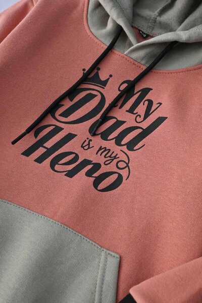 Kid's My Dad Is My Hero Printed Pullover Hoodie