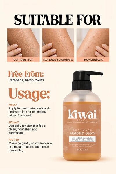 Kiwai Beauty - Almond Glow Bodywash - 450 Ml