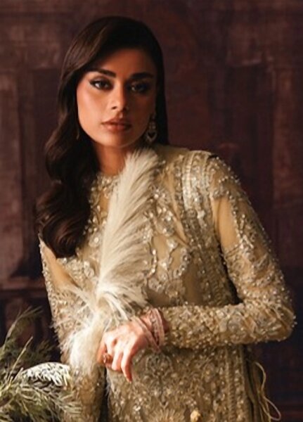Lamore by Sardinia Unstitched Hand work Net 3 Piece Suit SR26ULW Golden Hour 1906 - Wedding Collection
