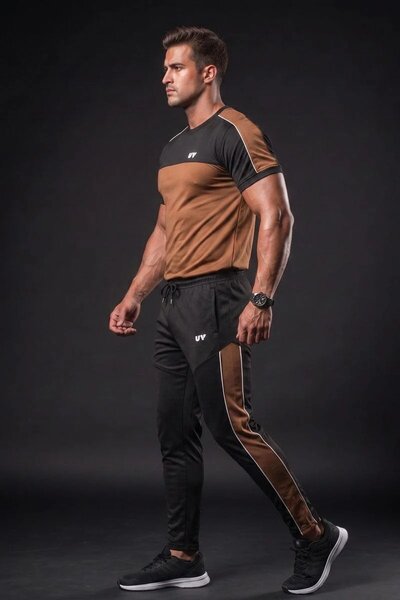 Urban Vogue Men's Color Block Activewear Twin Set