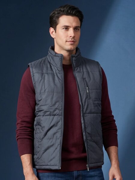 Dark Grey Imported Sleeveless Puffer (PJ-129)