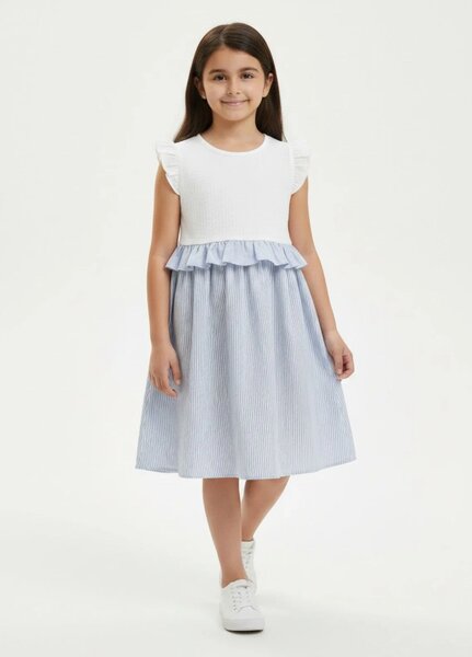 Ixample Kids RTW Textured Cotton 1 Piece Suit Blue N White Casual Collection