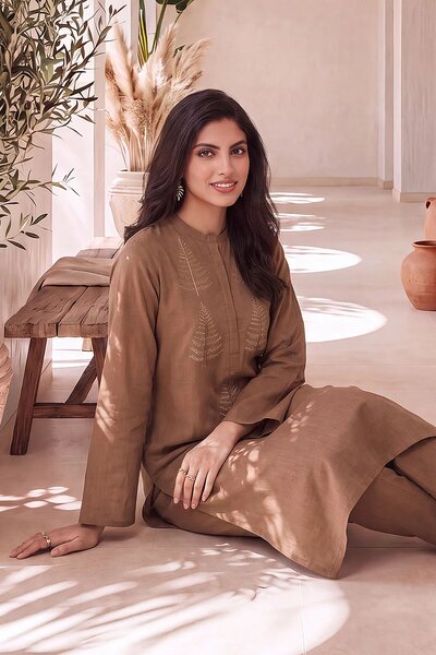 Dobby Embroidered Co-Ord Set