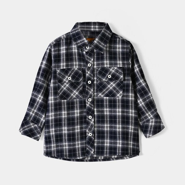 Boys Flannel Casual Shirt Baseball - GREY