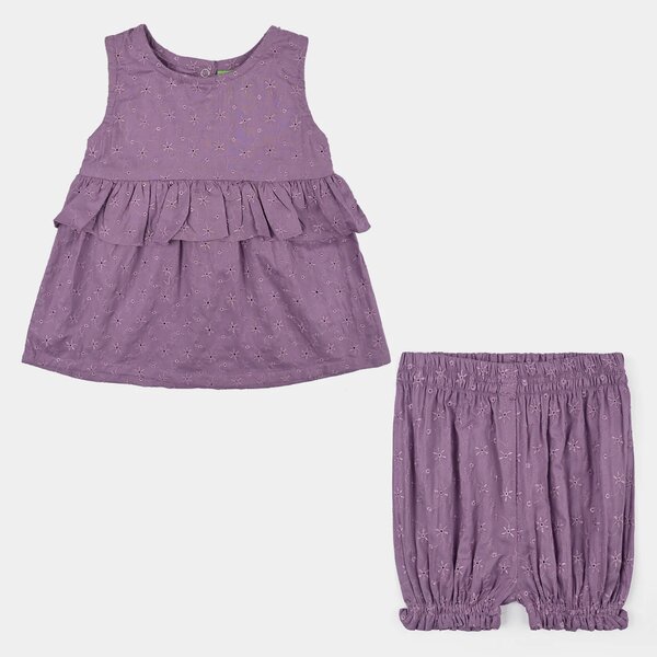 Infant Girls Chikankari 2Pc Suit- Lavender