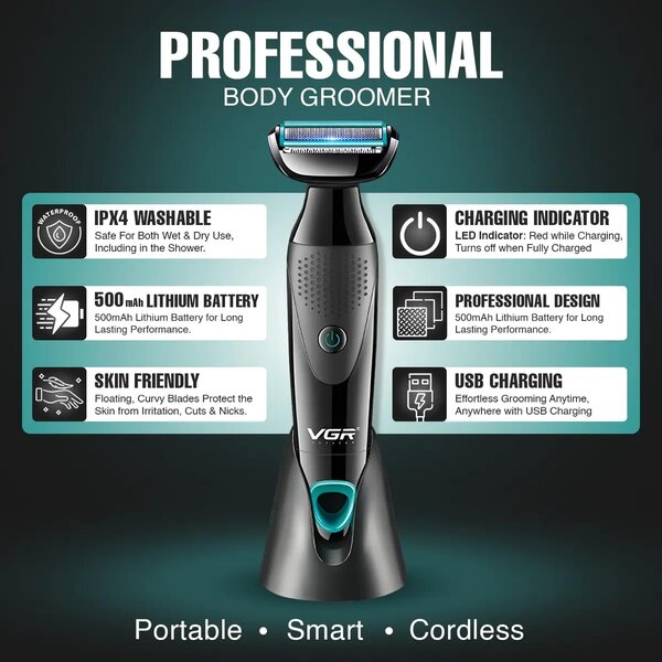 VGR - Professional 2-In-1 Body Groomer For Men