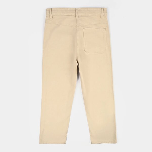 Girls Cotton Twill Pant Hearts-Beige